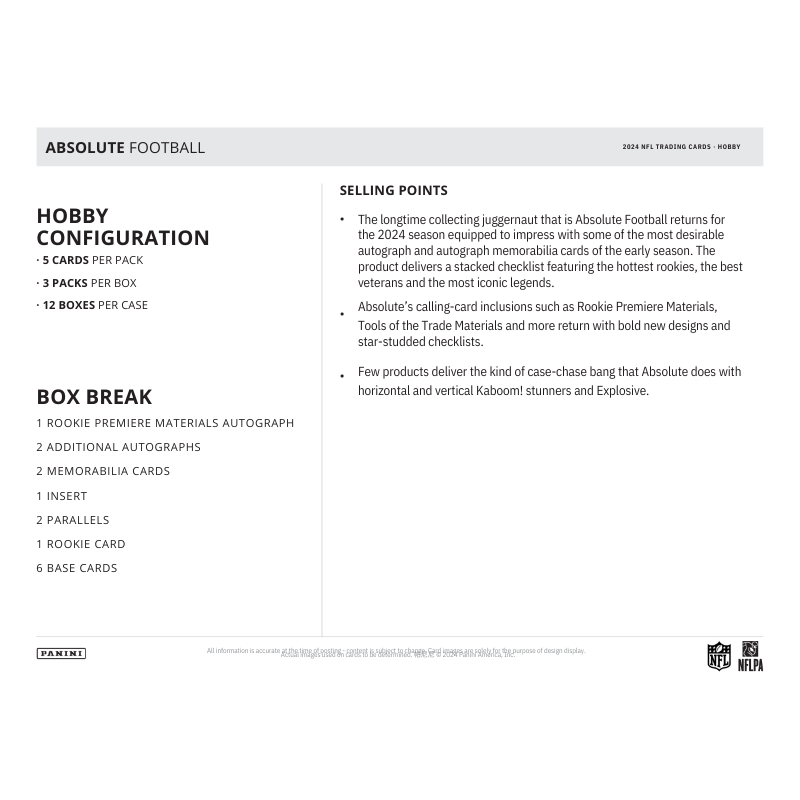 2024 Panini Absolute Football Hobby Box