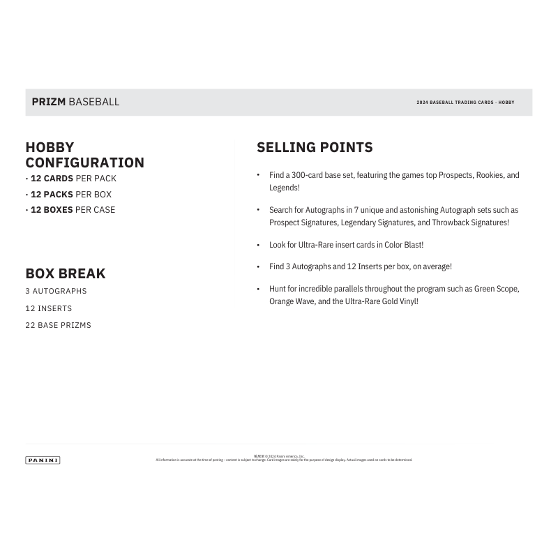 2024 Panini Prizm Baseball Hobby Box