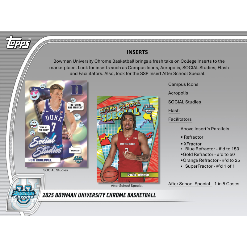 2024/25 Bowman Chrome University Basketball Hobby Box